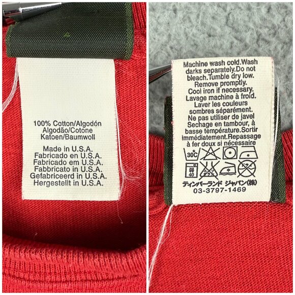 Vintage Timberland Shirt Mens Extra Large Red Puff Logo Heavy Tee Made In USA 1 - Picture 8 of 11